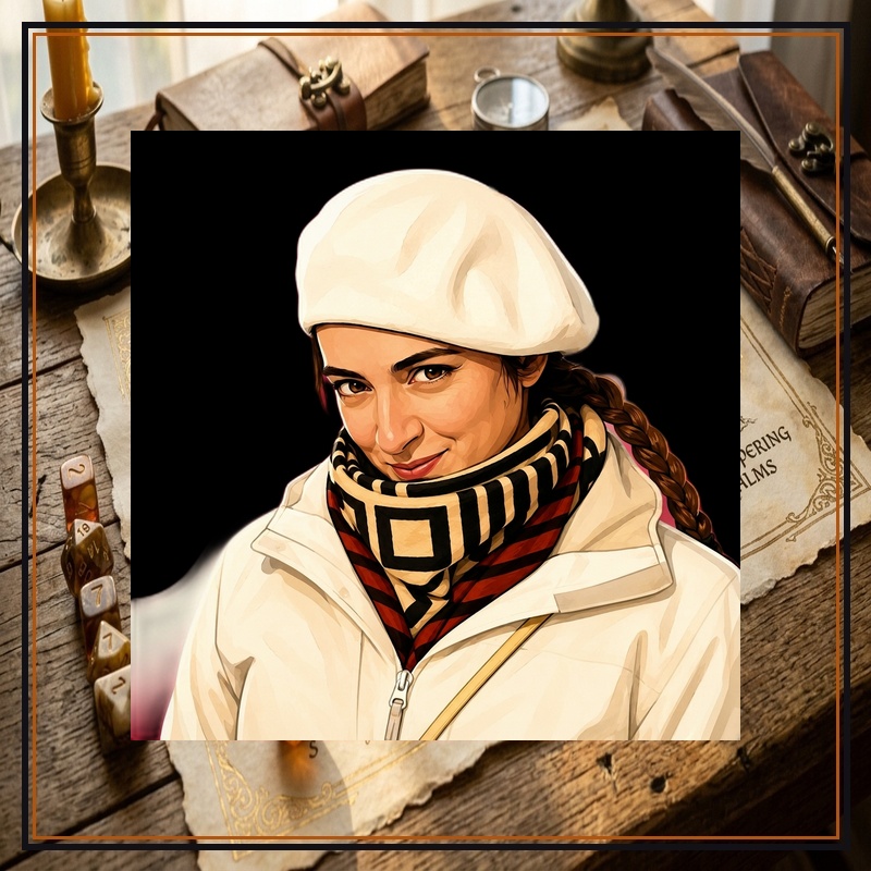 Laura Cardinale Composed Episode Cover with Parchment Background & Title