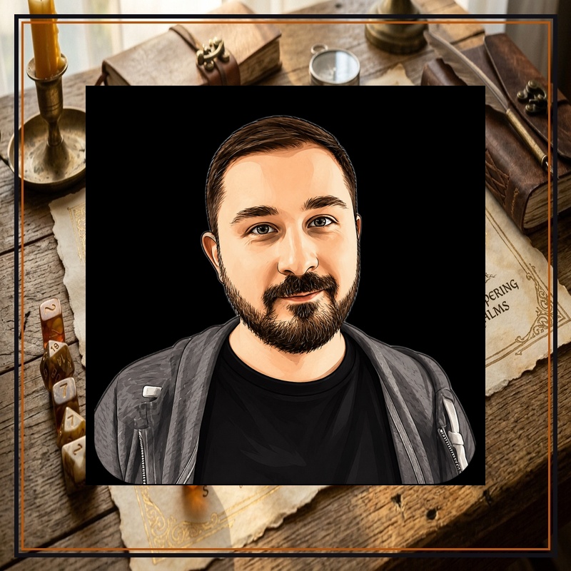 Tommaso De Benetti Composed Episode Cover with Parchment Background & Title